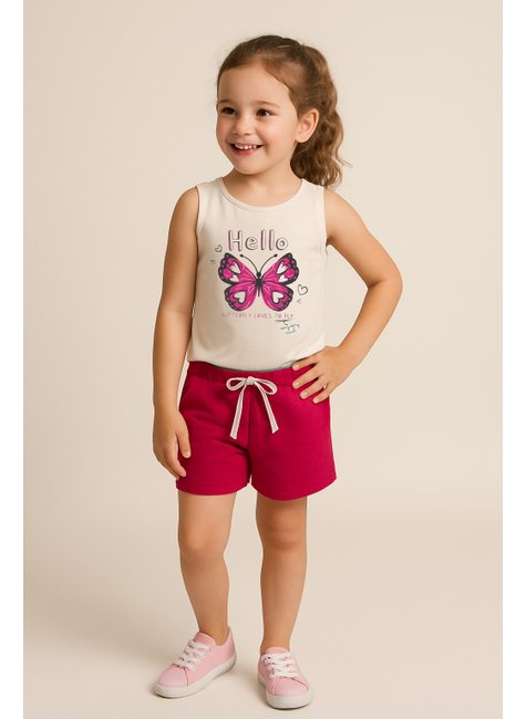conjunto de verao infantil feminino regata e shorts borboleta kk kids